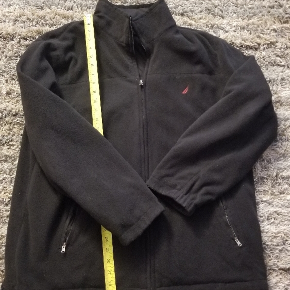 Nautica Reversible Black Red Fleece Jacket Thick Warm Vintage